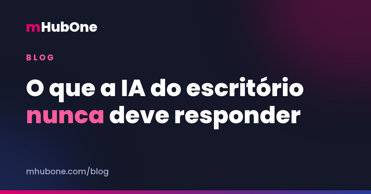 Capa do artigo: O que a IA do seu escritório nunca deve responder (a começar por preço) — Blog MHubOne